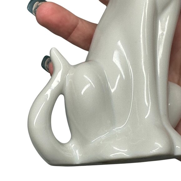 Vintage OMC Siamese Cat Figurine Japan Porcelain White Mid Century Modern 7 1/2" - Picture 10 of 15